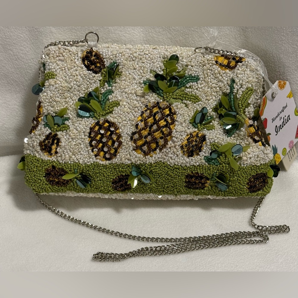 Handcrafted In India Viral Beaded Pineapple Crossbody/Clutch Bag - NWT